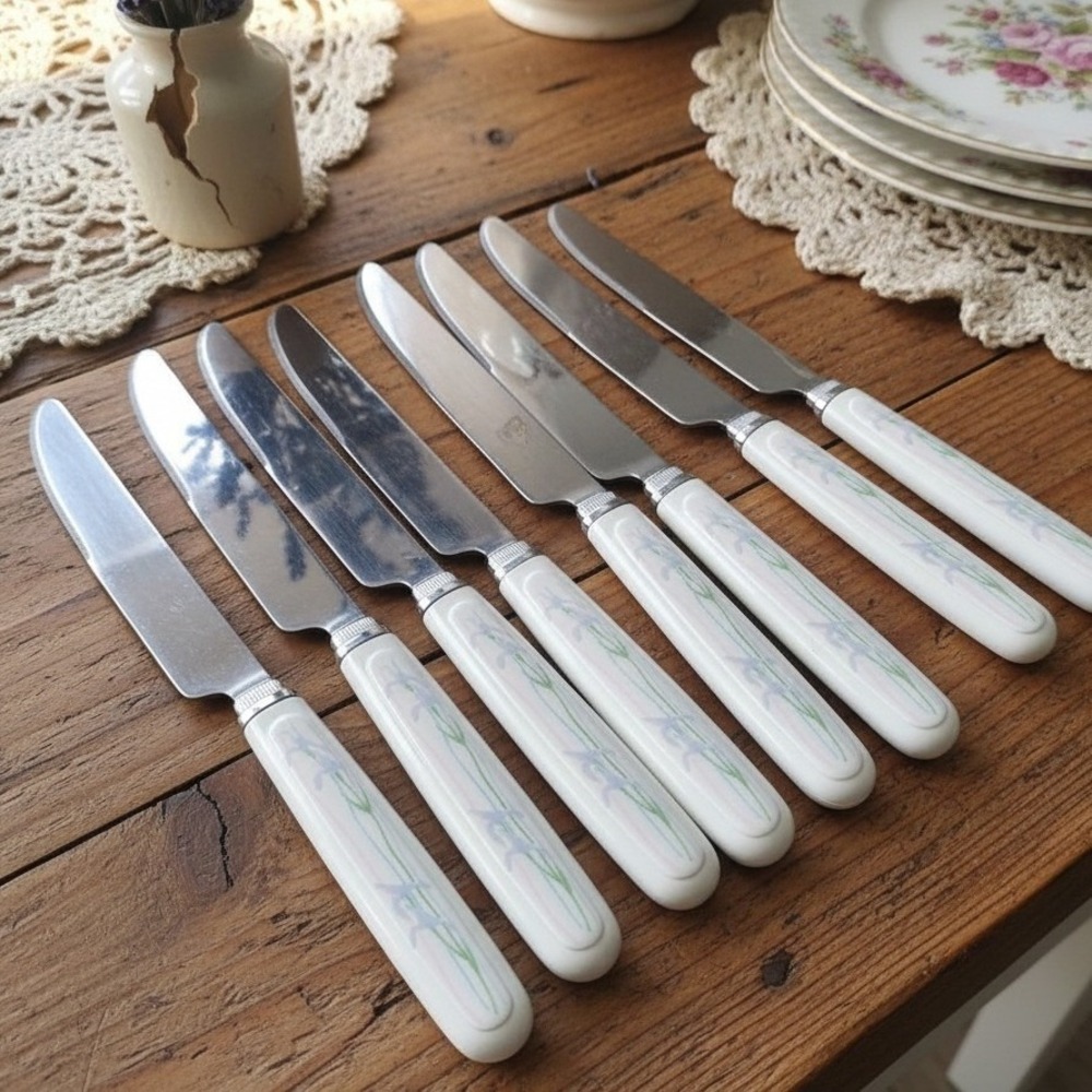 Corelle Shadow Iris Cutlery, Set of 7 Knives, Flatware Collection, Kitchenware
